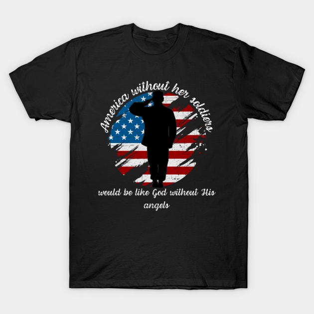 American Angels Memorial Day Fallen Heroes Flag T-Shirt by Lone Wolf Works